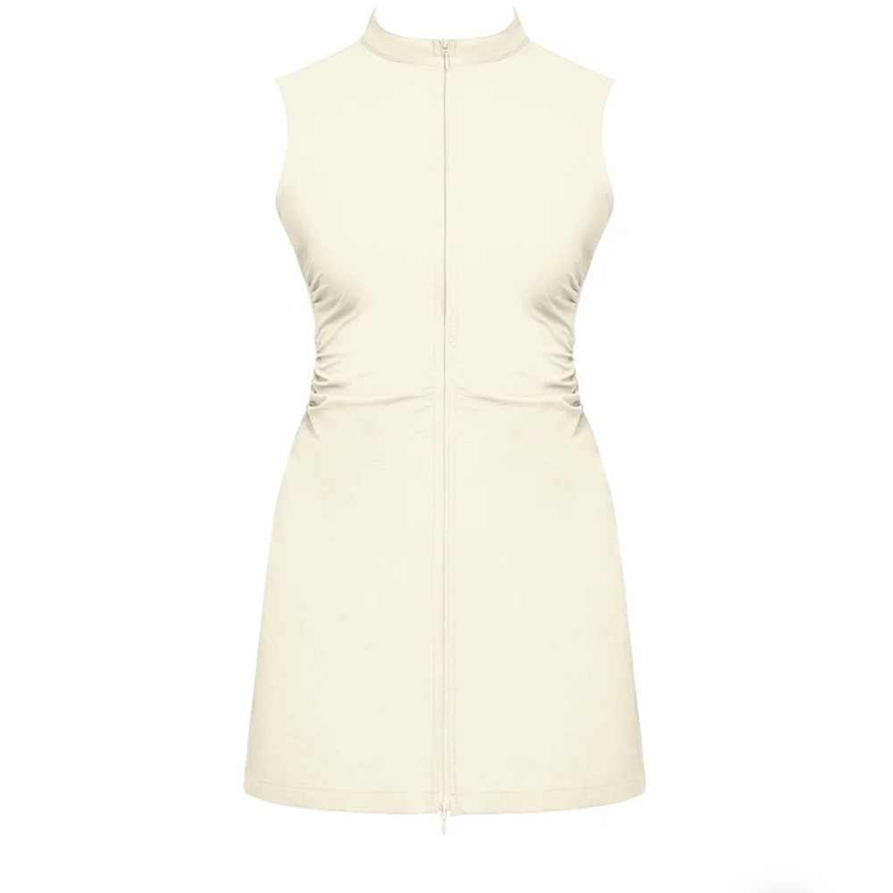 Elegant Cream Sleeveless Dress - Picture 3 of 4